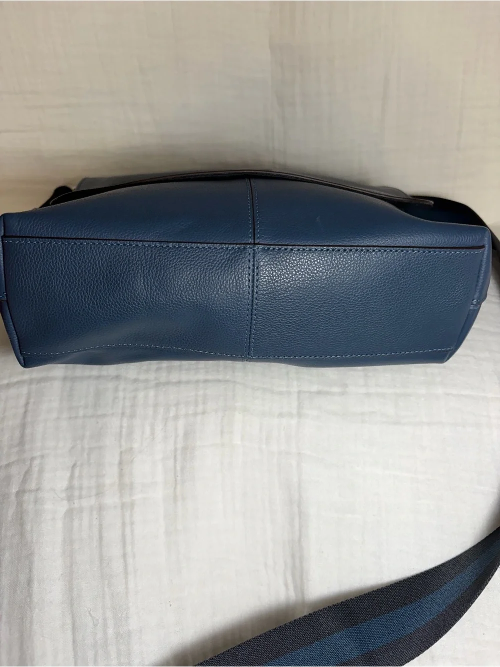 Coach Charles Navy Blue Leather Messenger Bag
